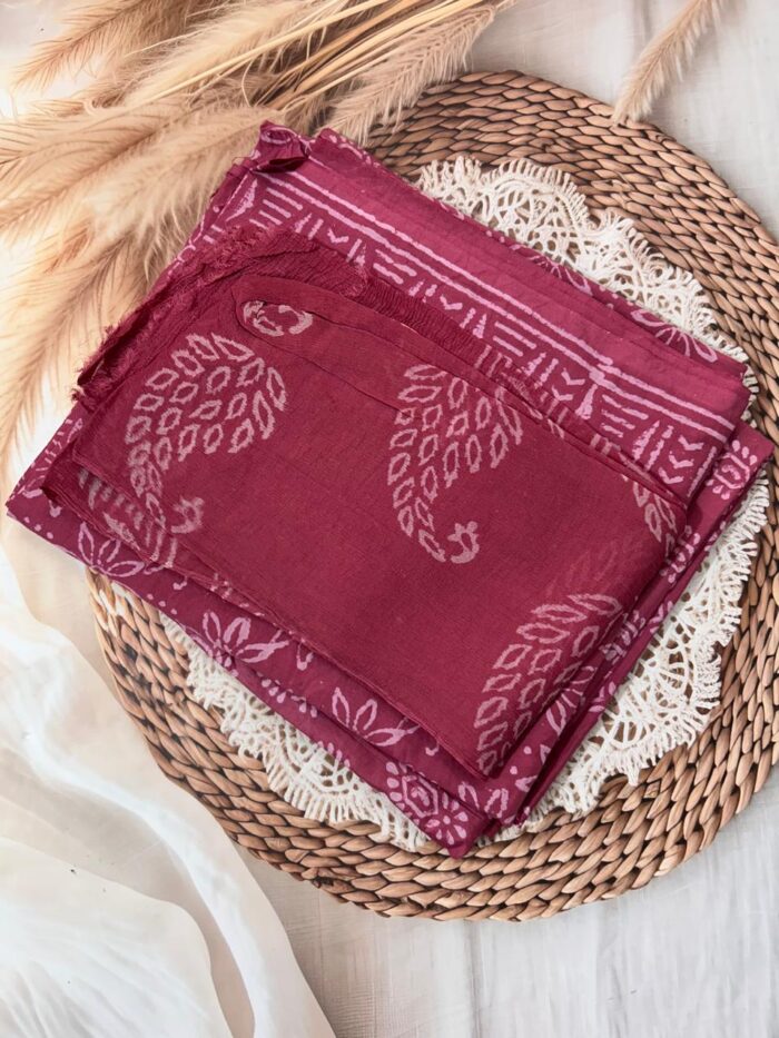 Pure Cotton Dress Material With Chiffon Dupatta