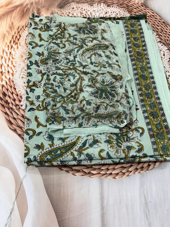 Pure Cotton Dress Material With Chiffon Dupatta