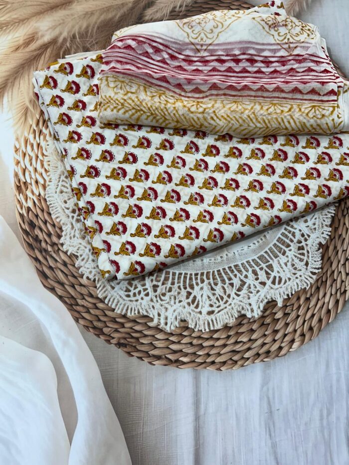 Pure Cotton Dress Material With Chiffon Dupatta