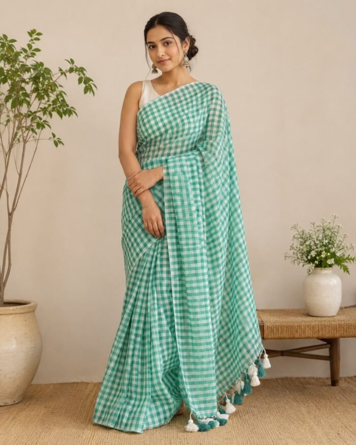 Mulmul Checks Cotton Saree