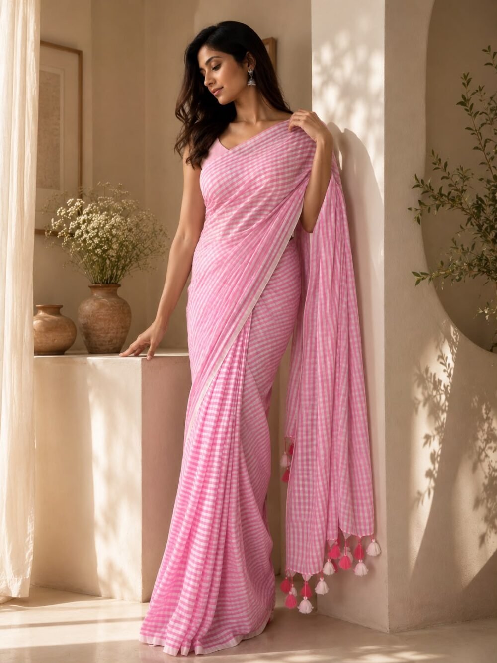 Mulmul Checks Cotton Saree