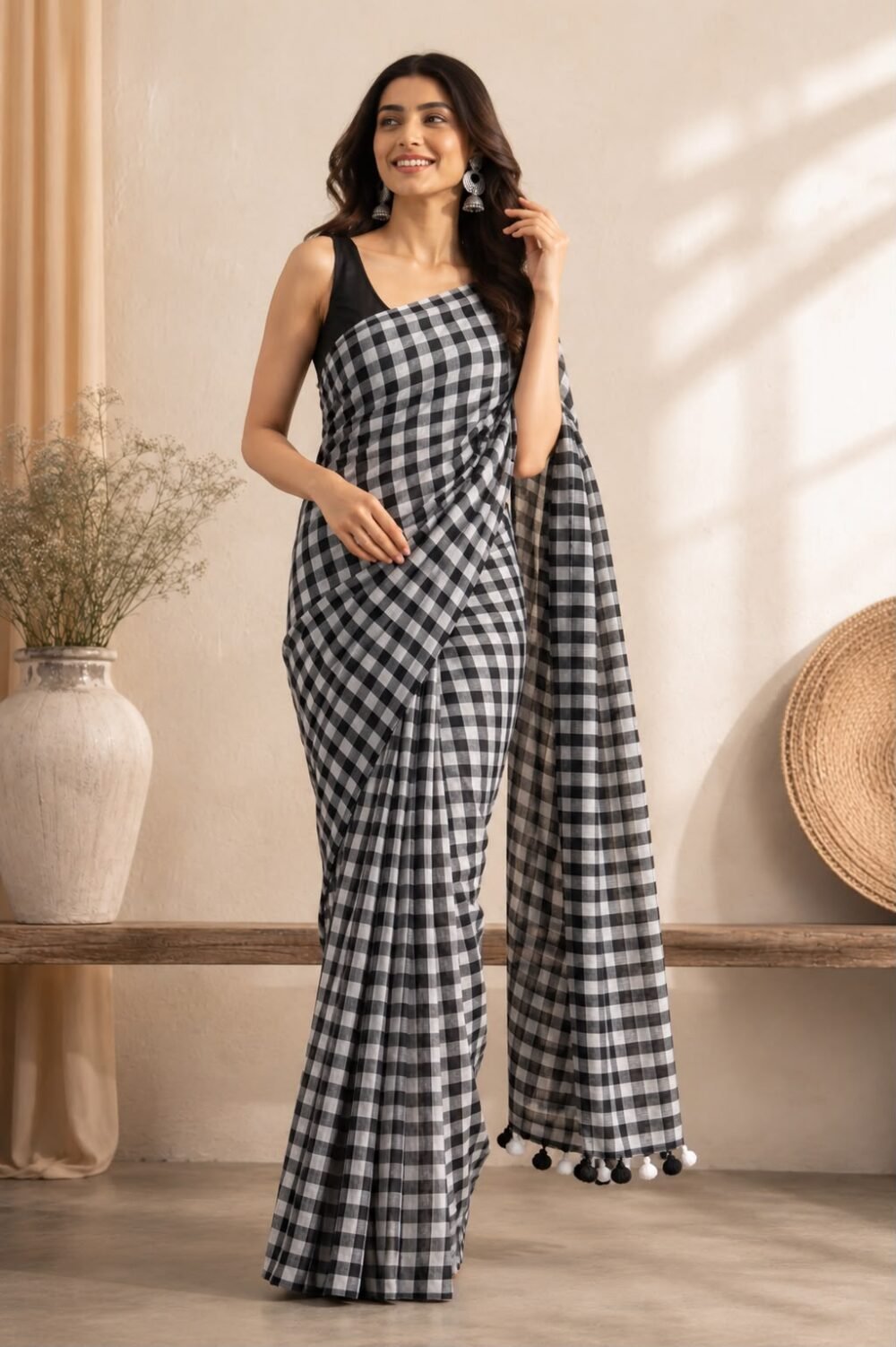 Mulmul Checks Cotton Saree