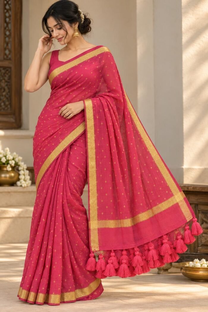 Sunehri Mul Cotton Saree
